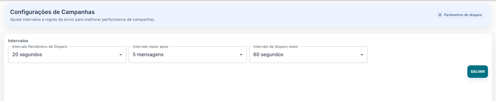 Tela de Intervalos