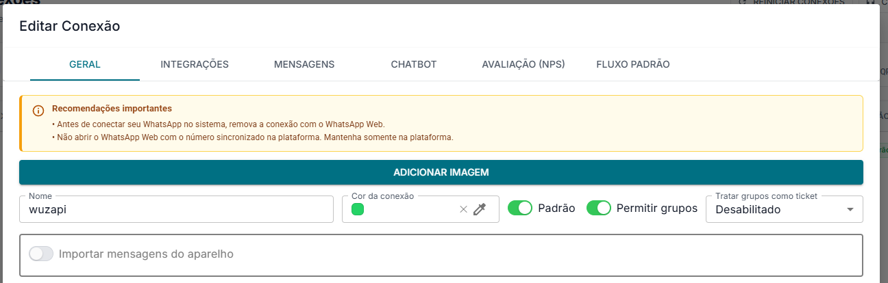 Permitir grupos na conexão