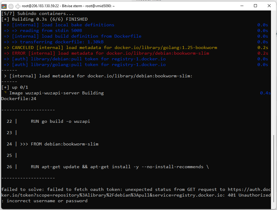 Erro WuzAPI Docker Hub